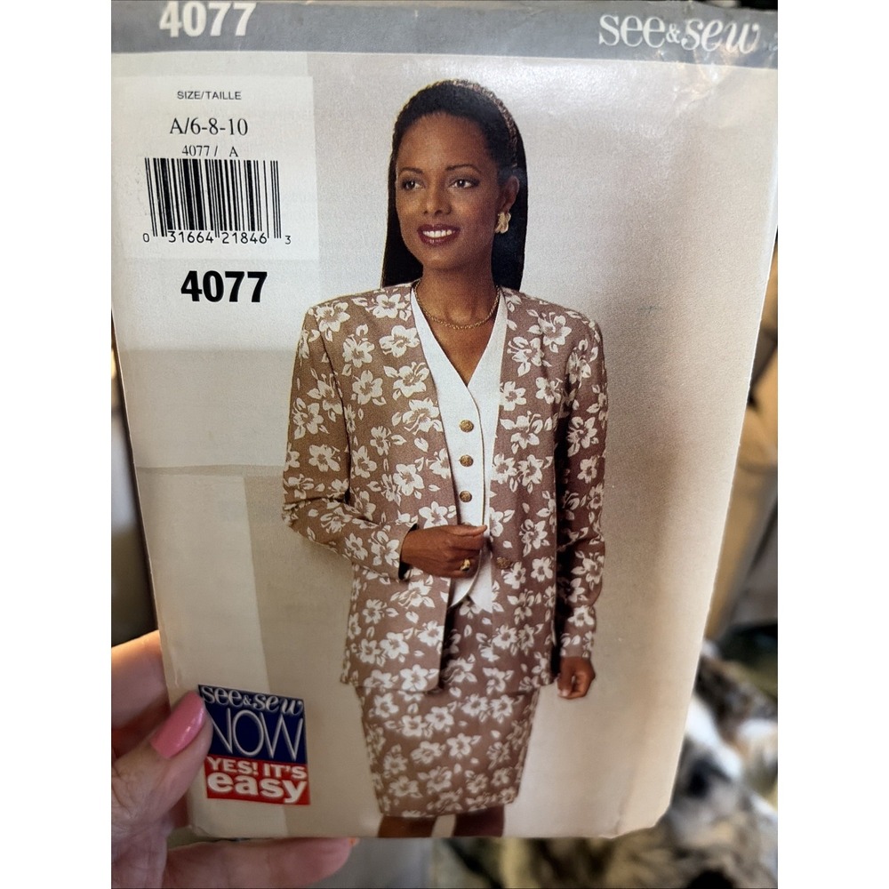 Butterick See & Sew 4077 Dress Jacket Skirt Top Pattern Size 6-8-10 Uncut